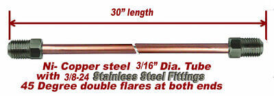 3/16"x 16" Nickel- Copper Brake Line 3/8-24 Stainless Tube Nuts inverted Flare