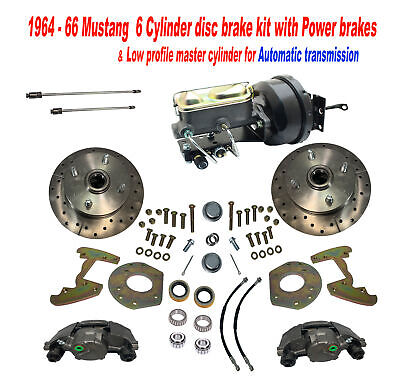 1964-66 Mustang Power Brake 6 cylinder front disc brake kit, 4 lug 14" wheels