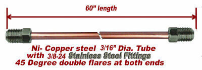 3/16"x60" Nickel- Copper Brake Line 3/8-24 Stainless Tube Nuts inverted Flare