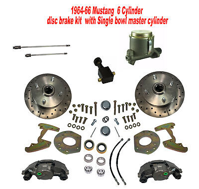 1964-66 Mustang Front disc brake kit 6 cylinder 4 lug 14" wheels + Master Cylinder