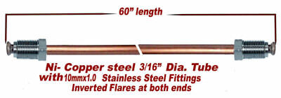 3/16 Ni-Copper brake line 60" length-Stainless 10mx1.0 fittings inverted flare