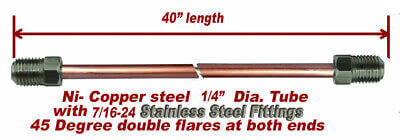 1/4" Brake Line 40" Nickel- Copper, 7/16-24 Stainless Tube Nuts inverted Flare