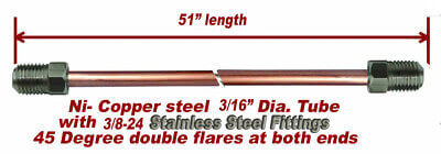 3/16" x 51" Nickel- Copper Brake Line- Copper 3/8-24 Stainless Tube Nuts inverted Flare