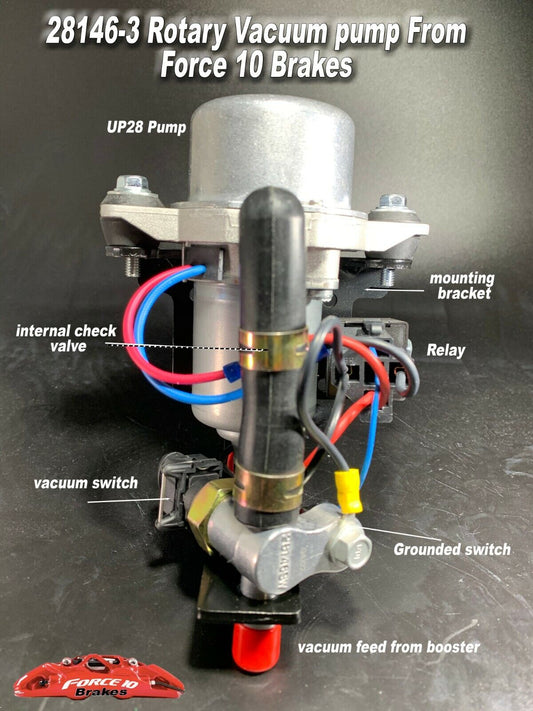 Brake Booster Vacuum Pump -Ultra quiet Rotary Vacuum pump 12 V "Plug and Play"