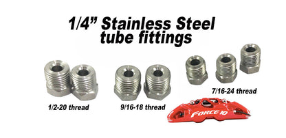 Stainless Steel Brake Line Fitting Kit for 1/4" tube, Inverted Flare  SAE , USA