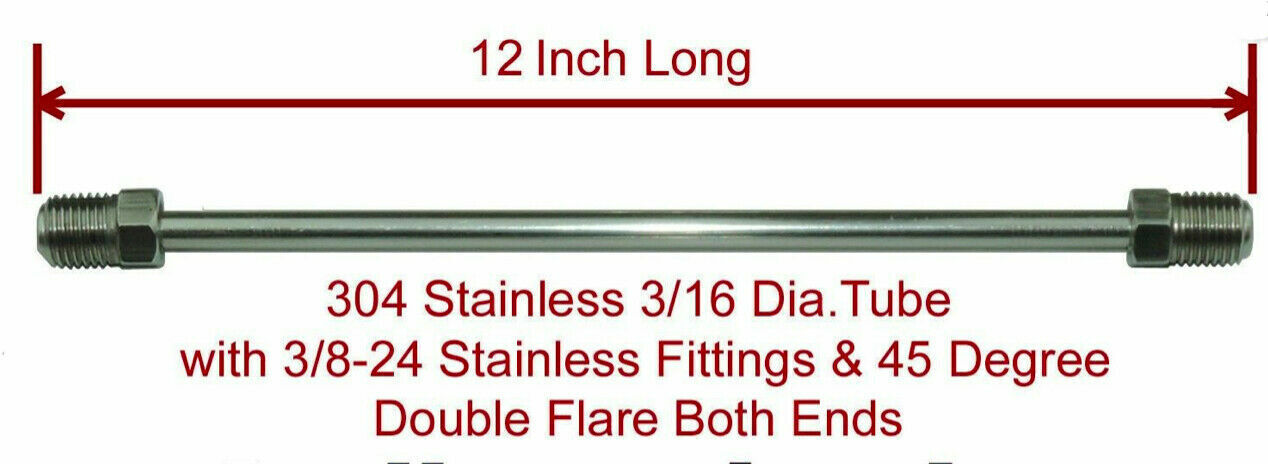 3/16" All Stainless brake line set (6) Lines 3/8-24 Tube Nuts 45 Degree Double Flare