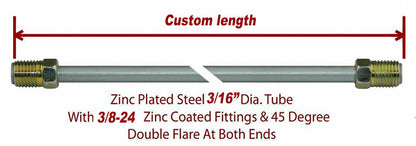 3/16"x 72" STEEL Brake Line 3/8-24 Tube Nuts 45 Degree Inverted Flare