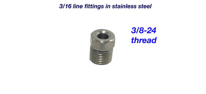 3/8-24 & 7/16-24 SS Inverted Flare Line Adapter, Custom cut to length 30-40"