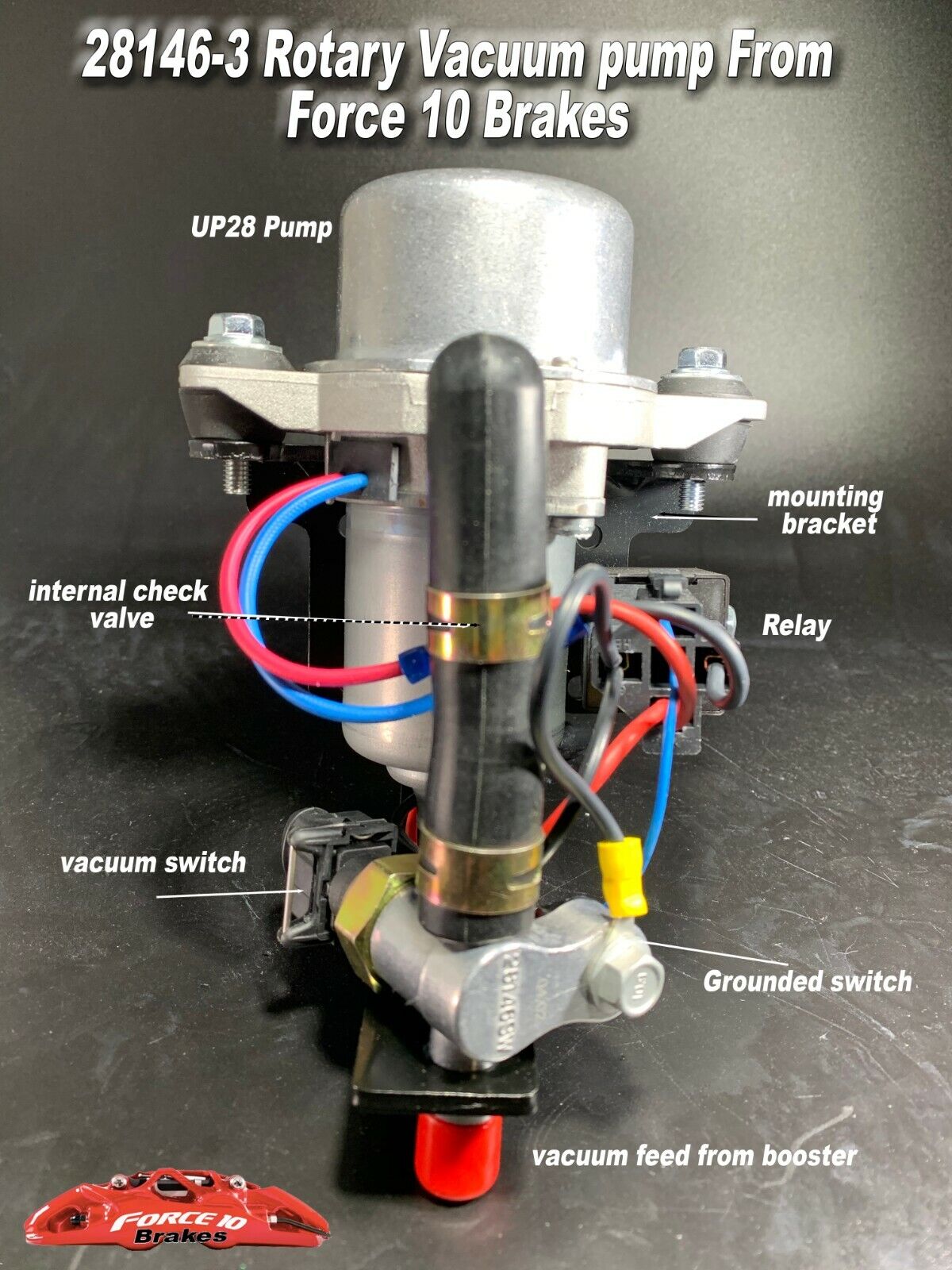 Brake Booster Rotary Vacuum Pump-12 V "Plug & Play" w/install kit for Auto Trans