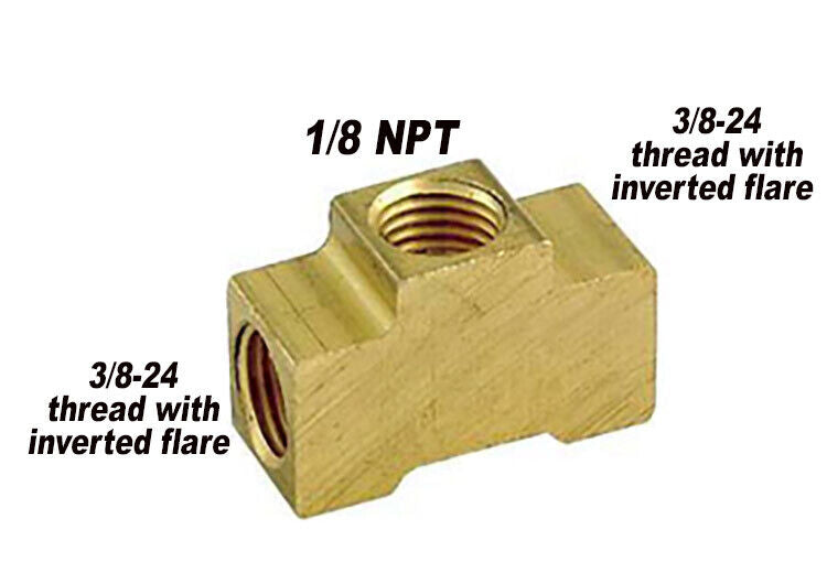 Low Pressure Brake Light Switch & Brass Tee Street Hot Rod - pig tail - fittings