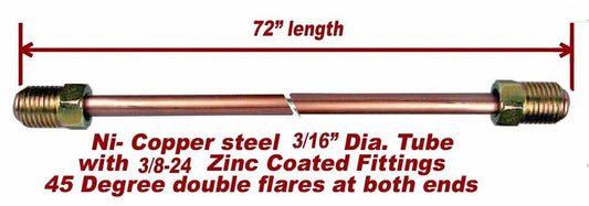 3/16" x 72" Nickel- Copper Brake Line ,3/8-24 Tube Nuts 45 Degree Inverted Flare