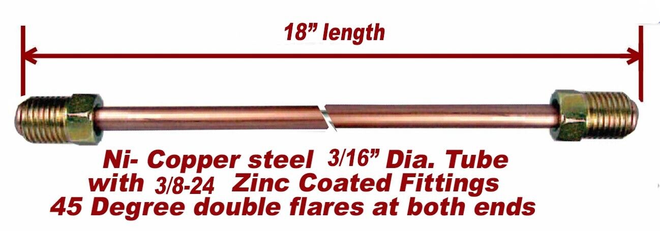 3/16"x18" Nickel- Copper Brake Line 3/8-24 Tube Nuts 45 Degree Inverted Flare