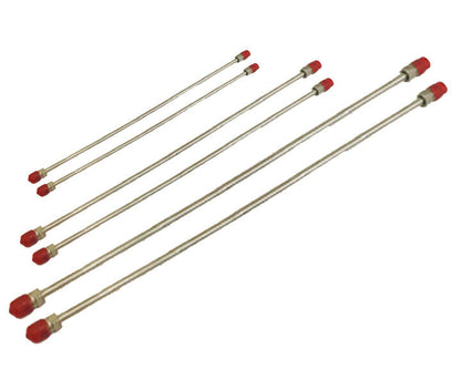 3/16" SS brake line set (6) Lines- 3/8-24 SS Tube Nuts - brass unions- SS clamps