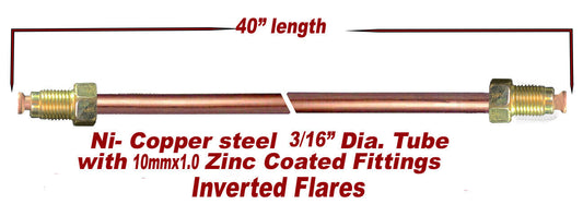 3/16"x40" Nickel- Copper Brake Line 10mm x 1.0 Tube Nuts inverted Flare