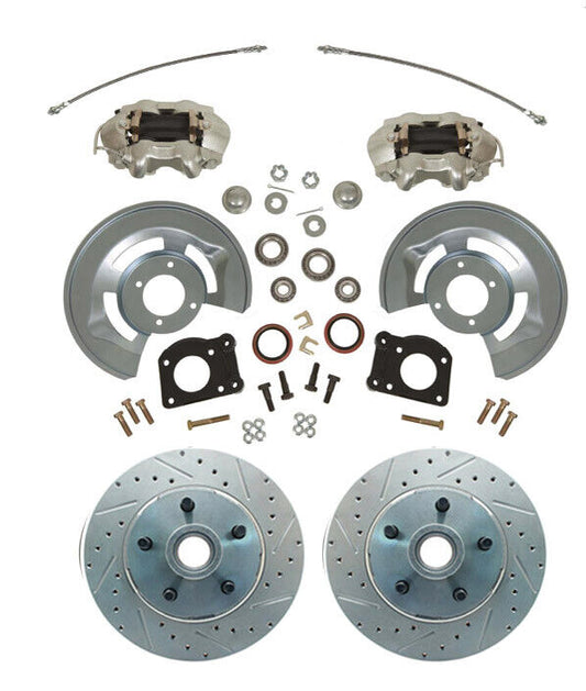 1964-73  Mustang Front Disc Brake Deluxe Conversion Kit, Drilled Rotors