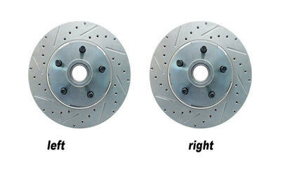 Front & Rear Mustang 1964-66 Power Disc Brakes, Drilled Rotors & RED Calipers, Manual