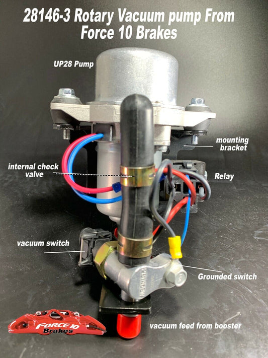 Rotary Vacuum pump 12 V -Quiet Brake Booster Vacuum Pump - "Plug and Play"