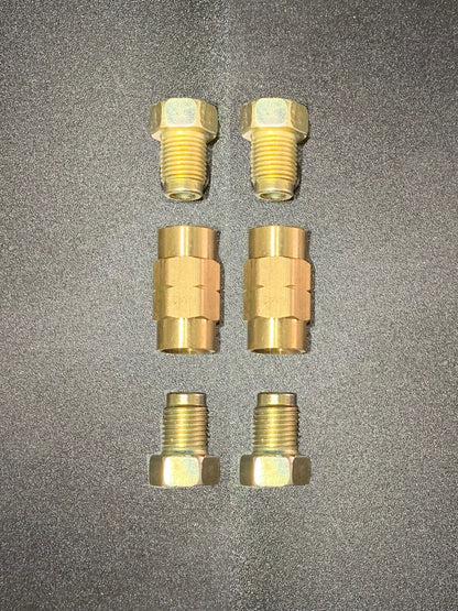 3/8-24 Bubble flare, 3/16" line  Brake Line Fittings & brass Unions, 6pc kit