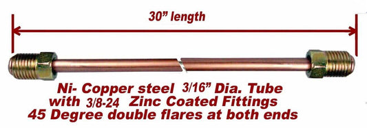 3/16"x 30" Nickel- Copper Brake Line 3/8-24 Tube Nuts 45 Degree Inverted Flare