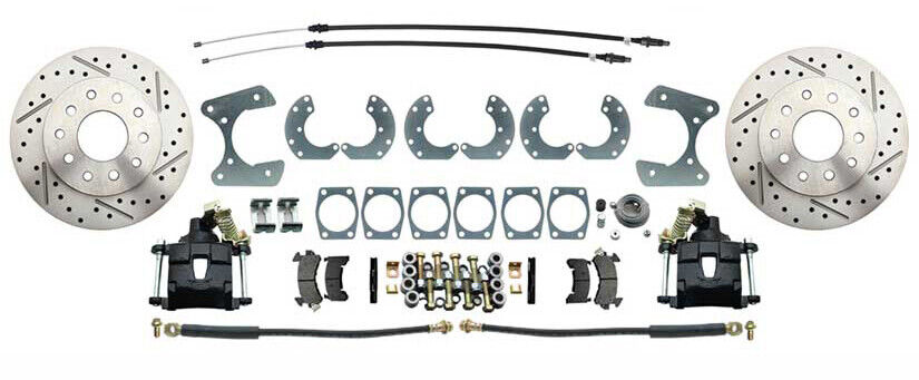 Front & Rear Mustang 1964-66 Power Disc Brakes, D/S Rotors & Black PC Calipers