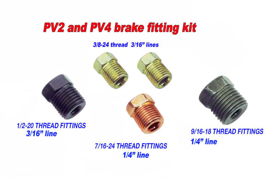 Brake Line Fittings kit PV2 and PV4 brass Proportioning blocks 5 steel fittings