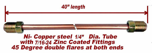 1/4" x 40" Brake Line Nickel- Copper  7/16-24 Tube Nuts 45 Degree inverted Flare