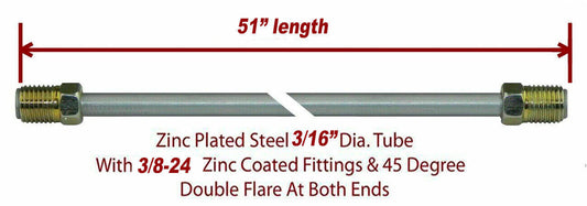 3/16"x51" STEEL 3/8-24 Tube Nuts 45 Degree Double Flare