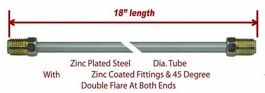 3/16" x 18" STEEL Brake Line 3/8-24 Tube Nuts 45 Degree Inverted Flare