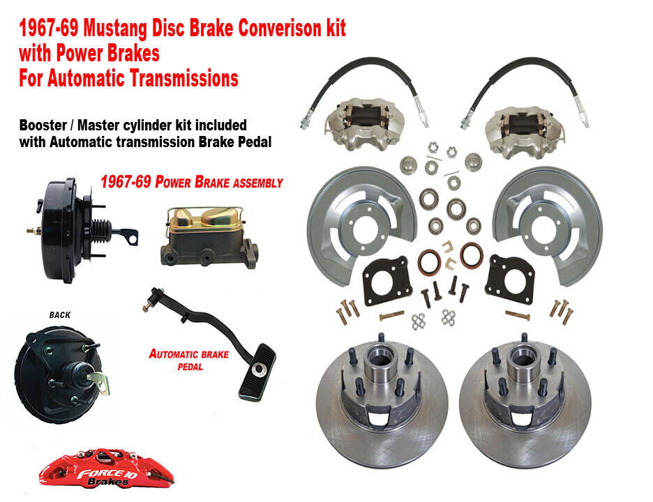 1967-68-69-70 Ford Mustang Front Power Disc Brake Conversion Kit- Automatic