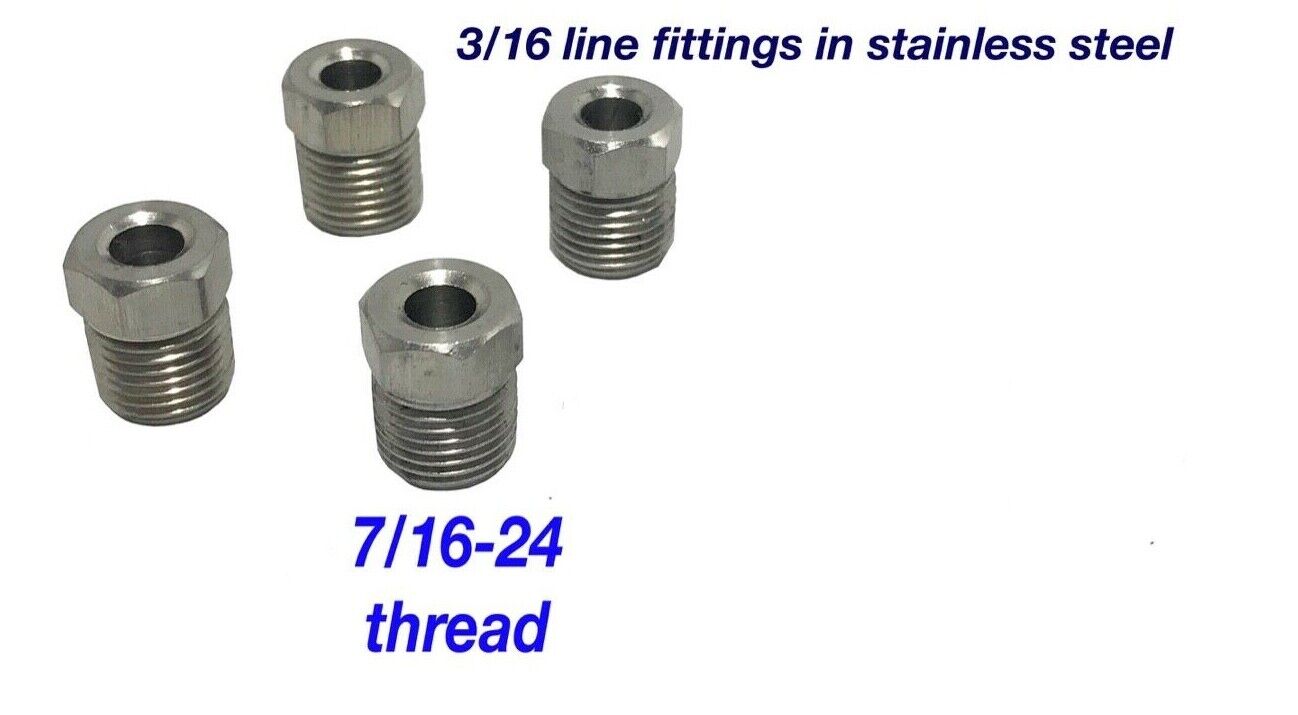 3/16 line 7/16-24 Stainless steel Inverted Flare tube nut 4 pack