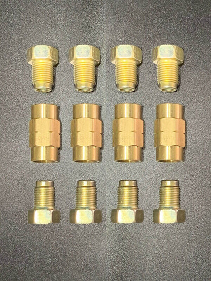 10mx 1.0 Bubble flare Brake Line Fittings & brass Unions 3/16 lines 12 pcs