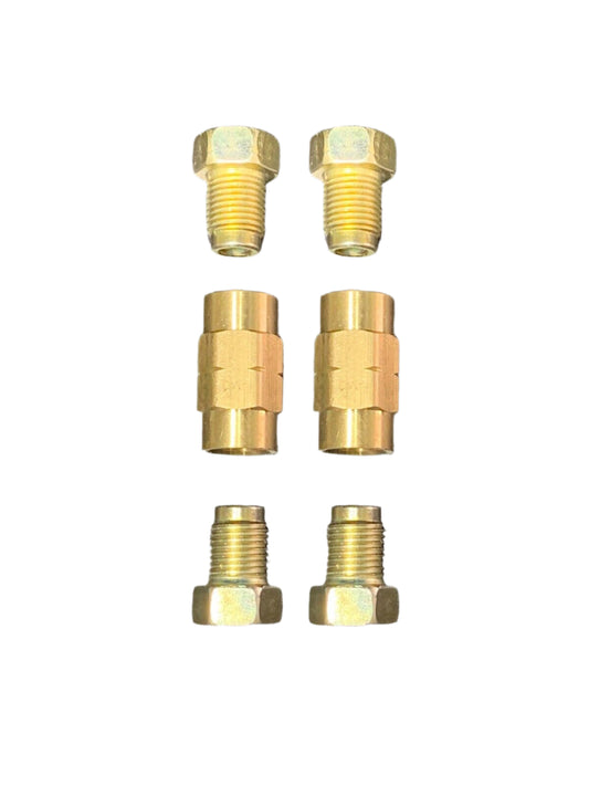 3/8-24 Bubble flare, 3/16" line  Brake Line Fittings & brass Unions, 6pc kit
