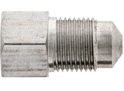 3/16" Tube adapter 3/8-24 inverted flare (F) to 12 x1.0 Bubble flare (M), Stainless