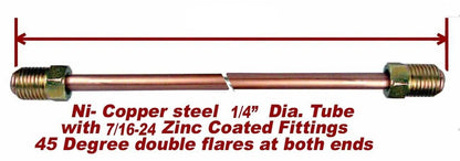 1/4" x 6" Brake Line Nickel- Copper 7/16-24 Tube Nuts 45 Degree invertedFlare