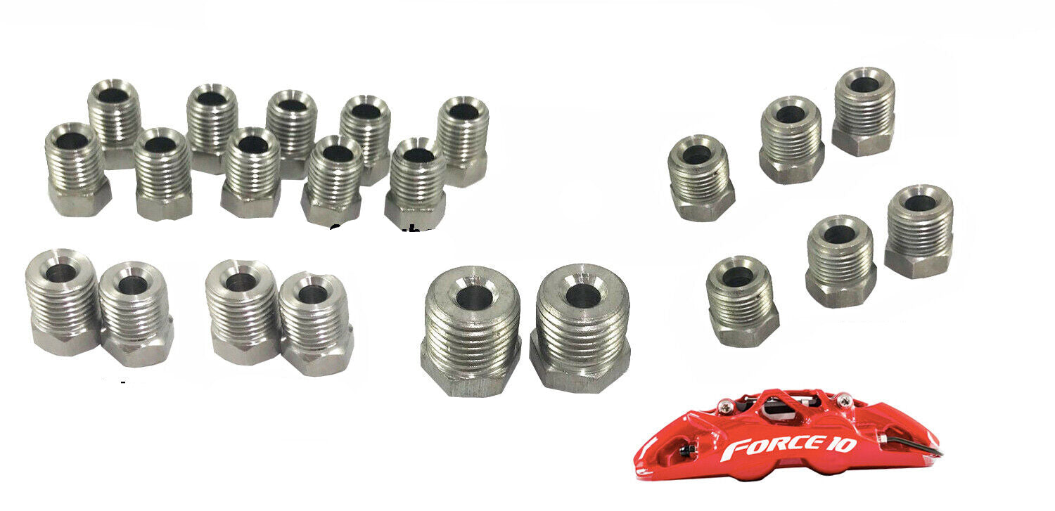3/16" & 1/4" tube, Inverted Flare Stainless Steel Brake Line Fitting Kit 22 pcs