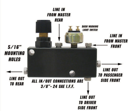 Adjustable Proportioning Valve Distribution Block Disc Drum Brake with bracket